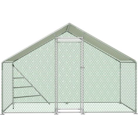 Enclos Poulailler 3x2 m Volière Extérieure en Métal avec Toit Imperméable et Porte Verrouillable (1/5)