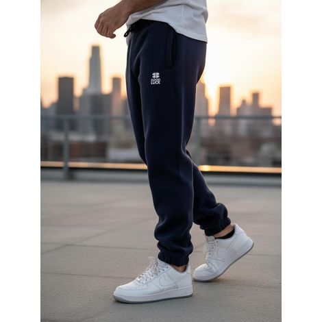 Pantaloni della tuta da uomo blu navy con logo GOOD LUCK stampato, taglia XXL (1/5)