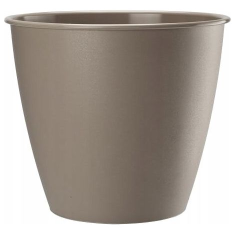 Vaso rotondo in plastica color beige con azalea, 13x12 cm