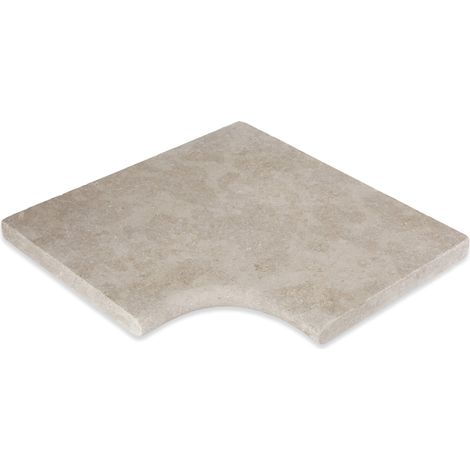 Angle Rentrant pour margelles Pierre Naturelle Sinai - 42,5x42,5x3 cm - Bord rond - Beige