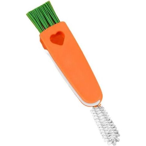 Brosse de nettoyage “carotte” 3 en 1 – Pour couvercles, rainures et fentes – Accessoire de cuisine (1/5)