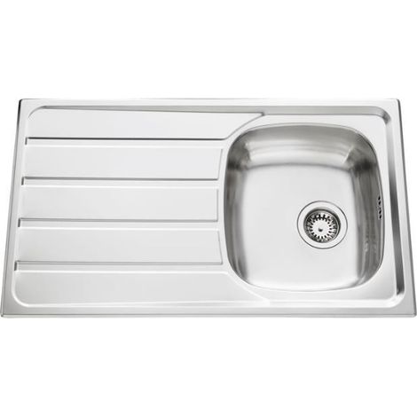 Évier de cuisine en Inox lisse Montebello - L 860 x l 500 x P 160 mm - sous-meuble de 45 cm - Aquatop (1/4)