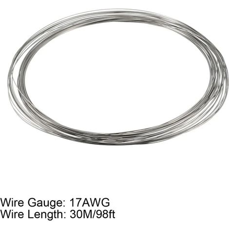 Câble de 1,2 mm, fil chauffant ultra-fin en FeCrAl de calibre 17 AWG, longueur de 30 m (98 pi) (1/4)