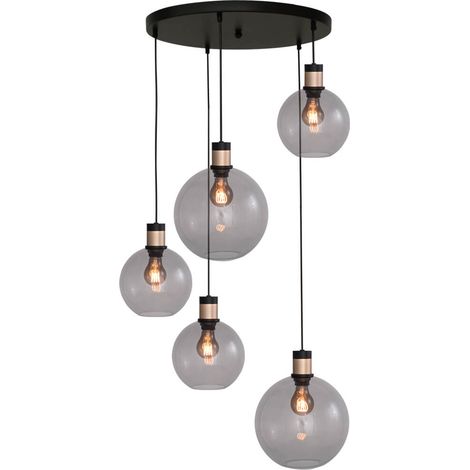 Lampe suspendue Vide Lazise 2 Or 5 lumières avec noir - 2942-05-02-50-5-2025 (1/3)