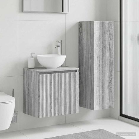 Beyamis Ensemble de meubles de salle de bain 2 pièces gris (1/5)