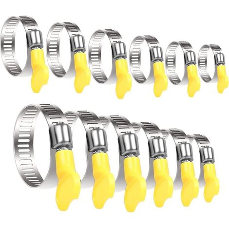 Serre-joints à tuyaux 24pcs Tuyau Clips Réglable Collier de Serrage Ajustable Tuyaux Pinces Clips Fixation Serre-Joints en Acier Inoxydable (1/5)