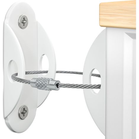 Lot de 10 sangles anti-bascule pour meubles, ancrages de sécurité bébé, fixation murale résistante 400 lbs, protection enfant et animal, sangle métal blanc parasismique (1/4)
