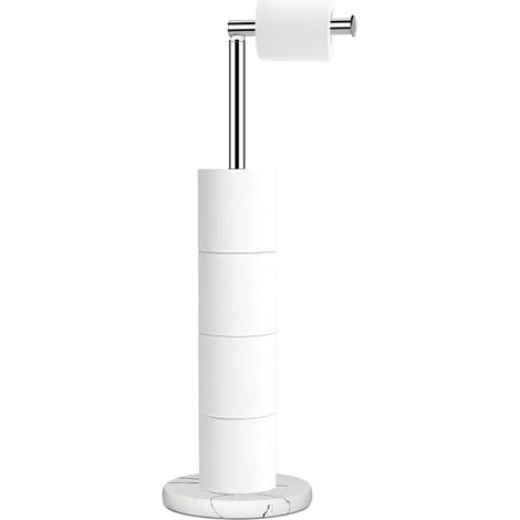 Support de papier toilette, base en résine effet marbre avec réserve, support de papier toilette pliable sur pied, support de rangement pour salle de bain et cuisine (1/5)