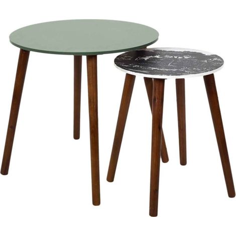 Lot de 2 Tables Gigognes "Admira" 48cm Vert & Noir (1/5)