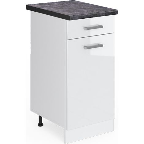 Mobiletto base per cucina R-Line, Bianco lucido, 40 cm , PL Antracite, Vicco