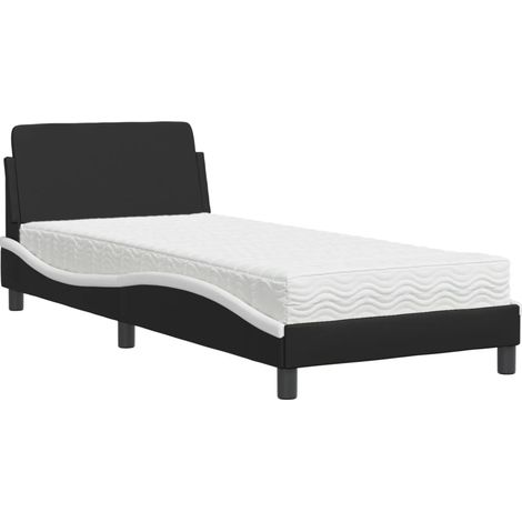 Maison Exclusive - Bett mit Matratze "Dover" Schwarz und Weiß 90x (1/5)
