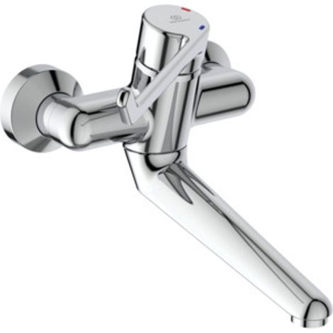 Ideal Standard Grifo de seguridad para fregadero Ceraplus, sin cierre Racor en S, Maneta 180mm, Proyección 258mm, Cromo, B8316AA