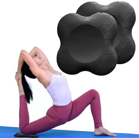 Tapis de yoga et genouillères antidérapantes - Lot de 2 - Noir (1/5)