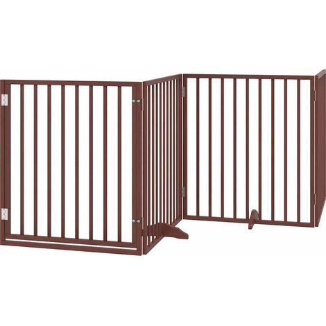 Porte pour chien pliable à 4 panneaux, marron, 320 cm, bois de peuplier