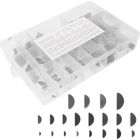 Kit D'assortiment de Clavettes Demi-Lune 135 Pièces Durabilité Exceptionnelle en Acier Carbone M2-m10c Boîte Unique pour Poulies et Arbres D'entraînement (1/5)