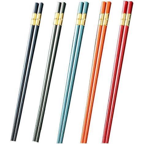 Lot de 5 paires de baguettes réutilisables en fibre de verre, baguettes chinoises pour la cuisine, antidérapantes et faciles à utiliser. (1/5)