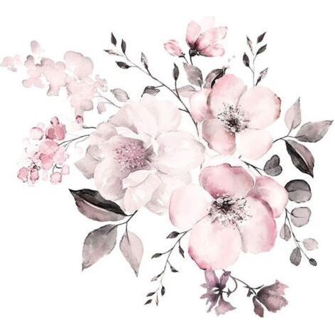 1 pcs Stickers muraux vintage FLEUR en rose pâle (30X30cm) I autocollant sticker mural plantes printemps nature I Décor pour salon chambre cuisine couloir chambre d'enfant (1/5)