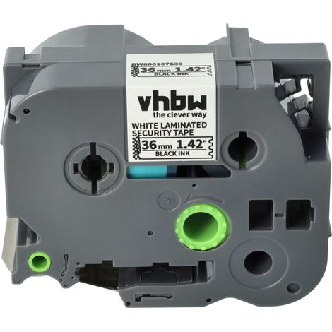 vhbw Label Tape Replacement for Brother TZE-SE6, TZ-SE6 for Label Printer 8m x 36 mm, Black on White Safety tape (1/4)