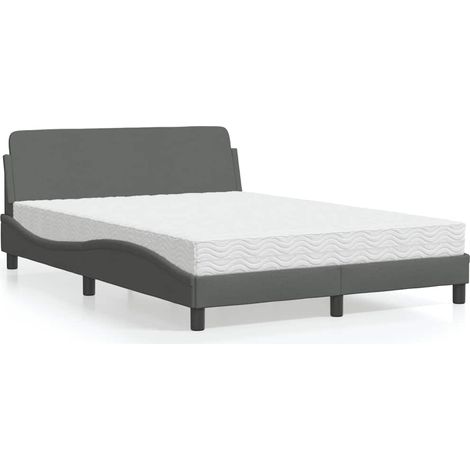 Bett mit Matratze "Dover" Dunkelgrau 120x200 cm Stoff (1/5)