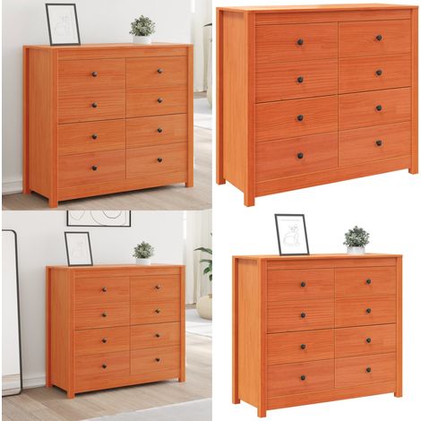 Armoire latérale cire marron 100x40x90 cm bois de pin massif - Meuble Buffet - Commode - Armoire - Rangement - Bois Massif - Home & Living (1/5)