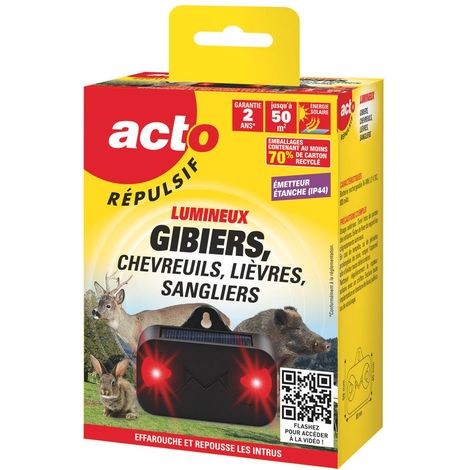 Répulsif Gibier Solaire Lumineux ACTO - Protection Jardin & Potager (1/4)