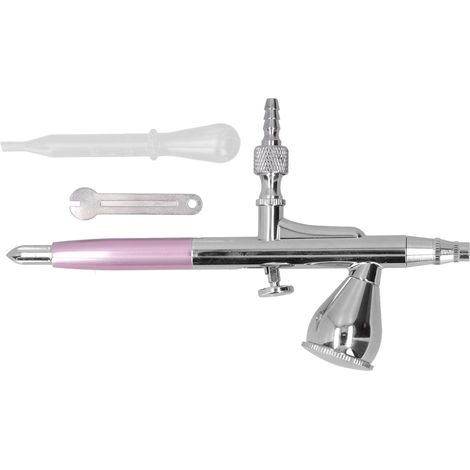 Kit pistolet à peinture aérographe G1/8, ensemble d'art pour la peinture, le modélisme et la décoration intérieure, rose (1/5)