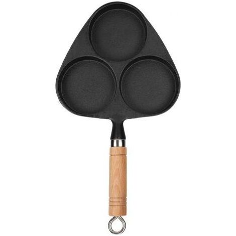 FENOPLASTICAPoêle en fonte à trois compartiments – polyvalente pour préparer des crêpes, des œufs et des steaks – parfaite pour cuisiner le petit-déjeuner. (1/5)