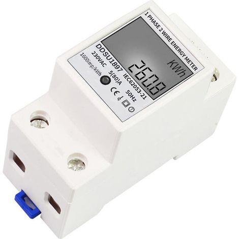 Numerique Electrique Compteur D'Energie Monophase Sur Rail Din Compteurs D'Electricite Une Deuxieme Phase De Fil Multifonction Compteur Electrique - Blanc, Sans Retroeclairage (1/4)