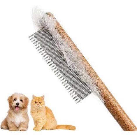 Peigne pour chat, peigne pour chien, peigne en bois massif pour animaux de compagnie, outil de soin du pelage pour chats, chiens et lapins (1/5)