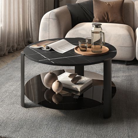 Couchtisch Navo, Schwarzer Marmor/Schwarz, 80 x 80 cm, Vicco (1/5)