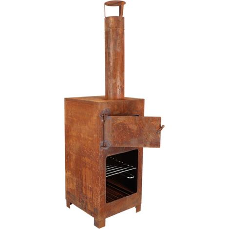 Brasero chauffe-terrasse avec four à pizza – Finition rouillée – Distribution de chaleur uniforme – Pour soirées en extérieur – Fancy Flames (1/10)