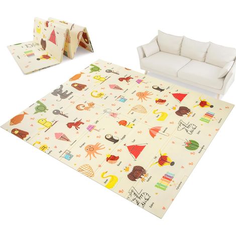 Trintion Foldable Baby Play Mat Extra Large Waterproof Foam Crawling Mat, Soft & Portable Floor Playmat for Infants, Toddlers Non-Toxic, High Elasticity, Easy to Clean 150 x 180 cm