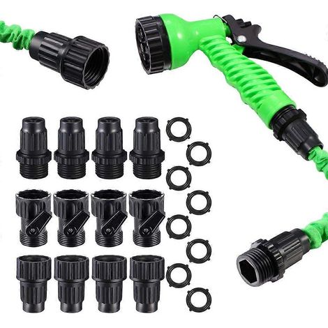Kit de réparation pour tuyau d'arrosage extensible (4 pièces) avec connecteurs et adaptateur pour robinet (1/4)