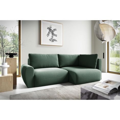 Ecksofa Schlafsofa GALAN MINI Stoff Poso Grün Ottomane Rechts