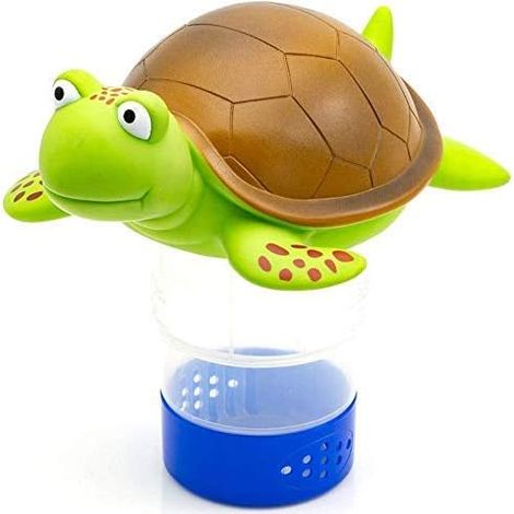 Distributeur de chlore flottant pour animaux de qualité supérieure pour tablettes chimiques compatible avec les onglets de 7,6 cm support de brome (tortue)
