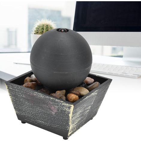 Kugelförmiger LED-Tischbrunnen mit Steinen und USB-Beleuchtung – 3V Dekorativer Tischbrunnen für Zuhause und Büro (1/5)