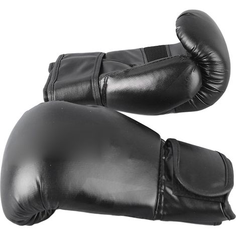 Gants de boxe noirs 8 oz pour sac de frappe, confortables à porter, en PU, fermeture velcro sécurisée, accessoires de boxe (1/5)