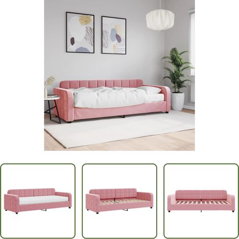 Schlafsofa - Tagesbett mit Matratze Rosa 80x200 cm Samt (1/5)