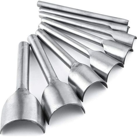 Lot de 8 emporte-pièces cuir – Poinçons demi-ronds en acier – Pour artisanat cuir et ceintures – Outils de coupe tranchants (1/5)