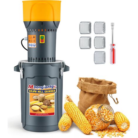 Moulin à Céréales Électrique 1300W Moulin à Grains et Épices, Broyeur à Graines, Seau et Trémie Amovibles de 25L, avec 5 Tamis de Différentes Finitions et 1 Clé à Douille (25L) (1/5)