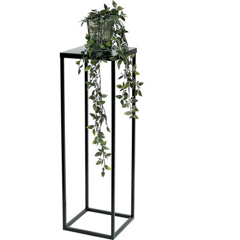 DanDiBo Blumenhocker Metall Schwarz 70 cm Eckig Blumenständer Beistelltisch FRA-005 Blumensäule Modern Pflanzenständer Pflanzenhocker (1/5)