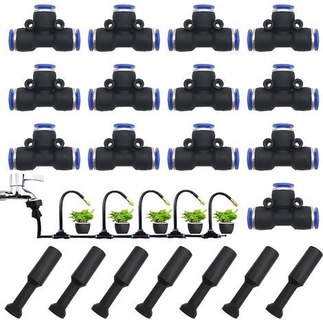 20 pièces connecteurs enfichables Kit, Accessoires Pneumatiques comprenant Tête de connecteur en T, des bouchons d'étranglement à raccord enfichable, adaptés aux outils pneumatiques (8 mm) (1/5)