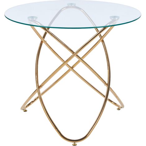 Mesa de comedor redonda de vidrio y metal dorado 80 x 75 cm HOMVRA (1/5)