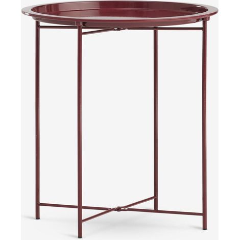 ORION91oficial® - Round Folding Side Table  Burgundy Metal with Powder Coating  Ø47 cm x 51 cm  Ideal for Indoor and Outdoor Use (1/5)