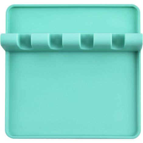 Support en silicone avec dessous de plat, tapis en silicone pour cuillère/fourchette/support pour plan de travail et plaque de cuisson, résistant à la chaleur et sans BPA, vert-AquaForge
