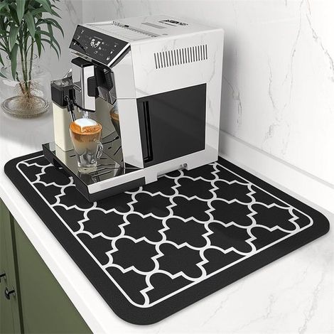 Tapis de vaisselle de cuisine à motif lanterne, égouttoir, tapis de vaisselle ultra-absorbant en microfibre à séchage rapide - Noir - 50 x 80 cm (1/5)