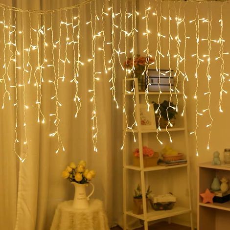 Ghirlanda LED 220V 3M a tenda 14 pendenti 140led IP44 luce Calda