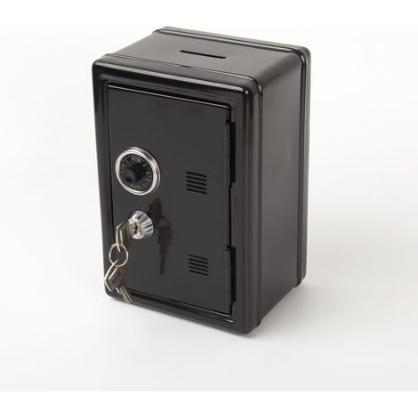 Un Coffre-Fort Métal Stylé avec Double Clés et Serrure à Code, Idéal pour ranger petits documents, passeports, espèces, bijoux et or Noir (1/5)