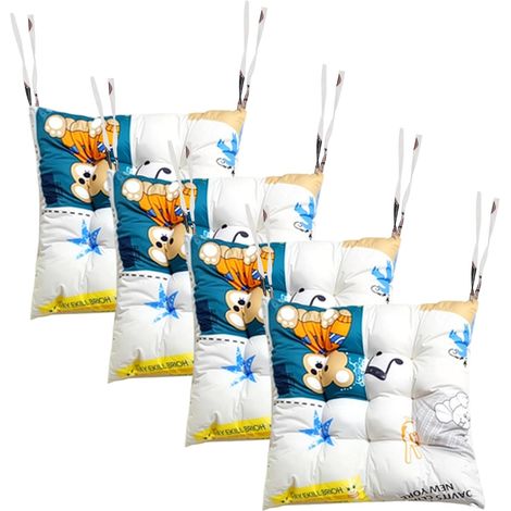 Lot de 4 Coussins de Chaise, 40 x 40 cm, Coussin pour Chaise d'Intérieur Argenté, Coussins Disponibles à l’intérieur et à l’extérieur, Coussins de Chaise pour (Ourson Musicien) (1/5)
