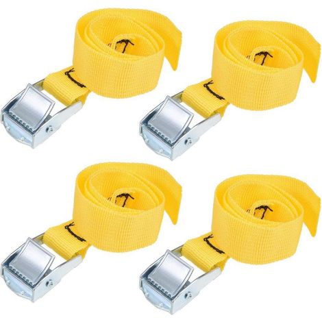 Spanngurte 4 Stück 250kg 0,5m x 25mm Gelb mit Klemmschloss